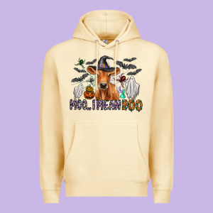 Moo I Mean Boo Premium Hoodie Designed By Cowhidedigitalart