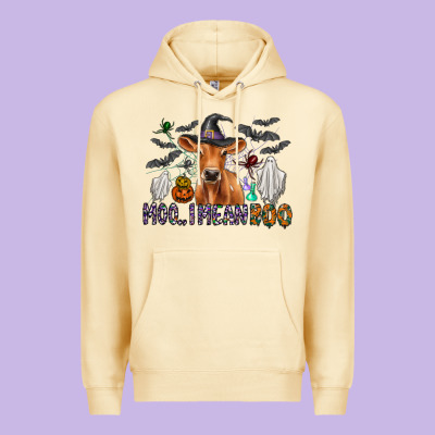Moo I Mean Boo Premium Hoodie Designed By Cowhidedigitalart