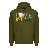 Army Green love volleyball Premium Hoodie - HRA Design Shop