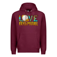 Burgundy love volleyball Premium Hoodie - HRA Design Shop