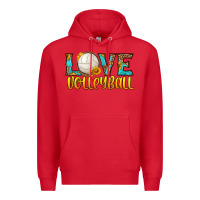 Red love volleyball Premium Hoodie - HRA Design Shop