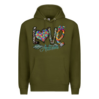 Army Green love autism Premium Hoodie - SublimationCraftShop