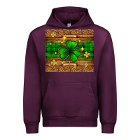 Mauve Wine St. Patrick's Day shamrock leopard Urban Hoodie - Neo Western
