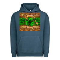 Pigment Midnight Navy St. Patrick's Day shamrock leopard Urban Hoodie - Neo Western