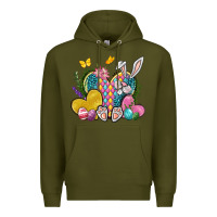 Army Green Easter Heart Easter Day Premium Hoodie - Neo Western