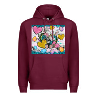Burgundy Easter hearts Cowhide tumbler Easter Day Premium Hoodie - Neo Western