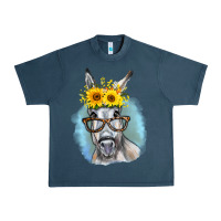Midnight Navy Sunflower Glasses Donkey Urban Heavy Tee - RanaPortraitStore
