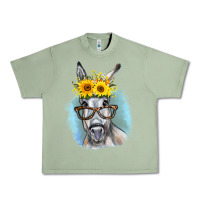 Oil Green Sunflower Glasses Donkey Urban Heavy Tee - RanaPortraitStore
