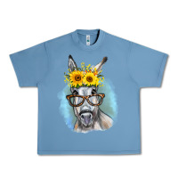 Pebble Blue Sunflower Glasses Donkey Urban Heavy Tee - RanaPortraitStore
