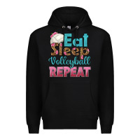 Black eat sleep volleyball repeat Premium Hoodie - HRA Design Shop
