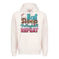 Pale Pink eat sleep volleyball repeat Premium Hoodie - HRA Design Shop