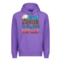 Purple eat sleep volleyball repeat Premium Hoodie - HRA Design Shop