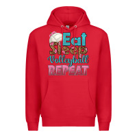 Red eat sleep volleyball repeat Premium Hoodie - HRA Design Shop