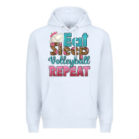 White eat sleep volleyball repeat Premium Hoodie - HRA Design Shop