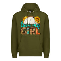 Army Green love my girl volleyball Premium Hoodie - HRA Design Shop