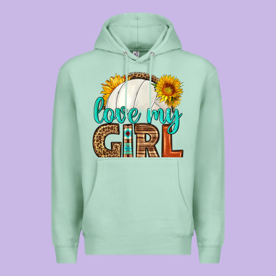 Love My Girl Volleyball Premium Hoodie Designed By Hra Design Shop