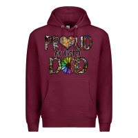 Burgundy proud autism dad Premium Hoodie - SublimationCraftShop