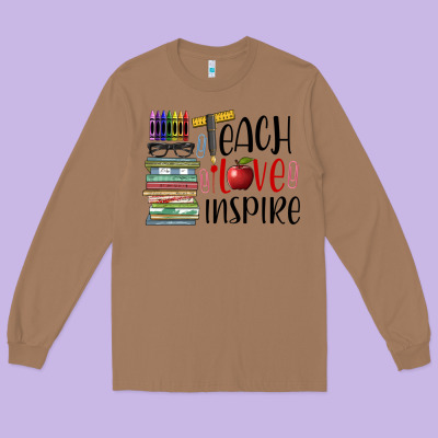 Teach Love Inspire Long Sleeve Tee Designed By Barkaloodesign