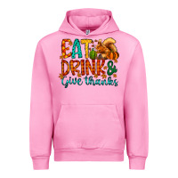 Fuchsia Pink eat drink give thanks Urban Hoodie - CowhideDigitalArt