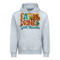 Heather Grey eat drink give thanks Urban Hoodie - CowhideDigitalArt