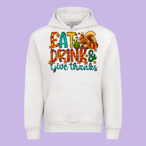 Eat Drink Give Thanks Urban Hoodie Designed By Cowhidedigitalart
