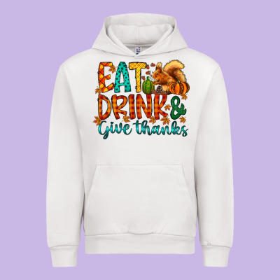Eat Drink Give Thanks Urban Hoodie Designed By Cowhidedigitalart