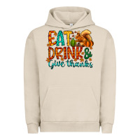 Pigment French Oak eat drink give thanks Urban Hoodie - CowhideDigitalArt