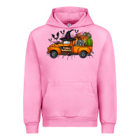 Fuchsia Pink happy halloween truck Urban Hoodie - CowhideDigitalArt