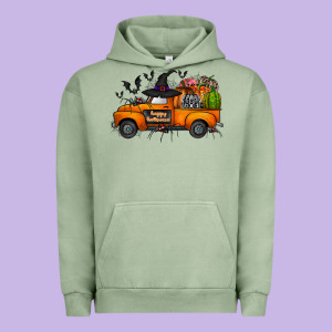 Happy Halloween Truck Urban Hoodie Designed By Cowhidedigitalart