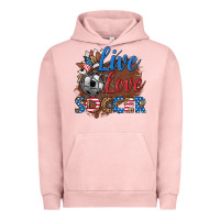 Pigment Salmon live love soccer Urban Hoodie - HRA Design Shop