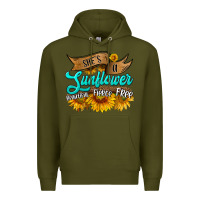 Army Green she's a sunflower beautiful fierce free Premium Hoodie - HRA Design Shop