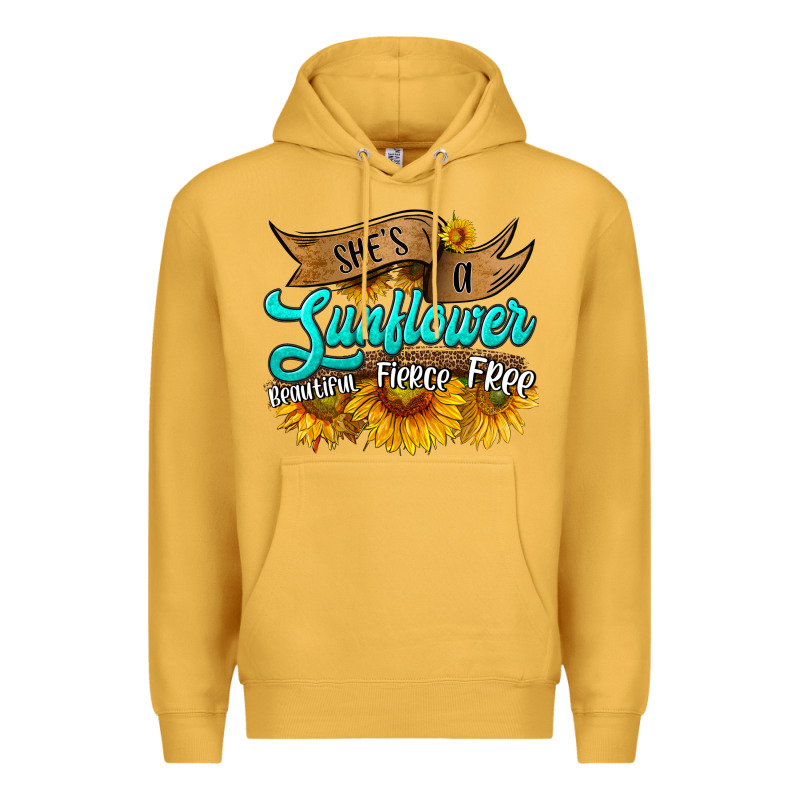 She's A Sunflower Beautiful Fierce Free Premium Hoodie by HRA Design Shop | Teevron