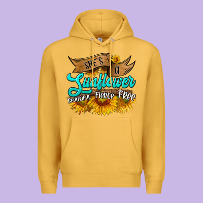 She's A Sunflower Beautiful Fierce Free Premium Hoodie Designed By Hra Design Shop