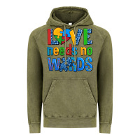 Vintage Olive love needs no words autism Vintage Hoodie - AdoDesignShop