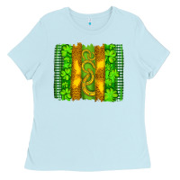 Baby Blue saint patricks horseshoe shamrock leopard glitter brushstroke Ladies Tee - Artiststas