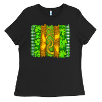 Black saint patricks horseshoe shamrock leopard glitter brushstroke Ladies Tee - Artiststas