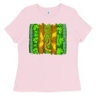 Bubblegum Pink saint patricks horseshoe shamrock leopard glitter brushstroke Ladies Tee - Artiststas