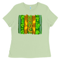 Matcha saint patricks horseshoe shamrock leopard glitter brushstroke Ladies Tee - Artiststas
