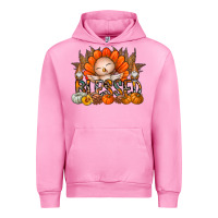 Fuchsia Pink Thanksgiving Turkey Pumpkin Blessed Urban Hoodie - CowhideDigitalArt