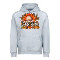 Heather Grey Thanksgiving Turkey Pumpkin Blessed Urban Hoodie - CowhideDigitalArt