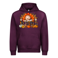 Mauve Wine Thanksgiving Turkey Pumpkin Blessed Urban Hoodie - CowhideDigitalArt
