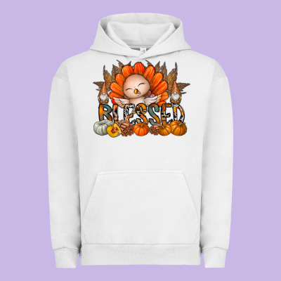Thanksgiving Turkey Pumpkin Blessed Urban Hoodie Designed By Cowhidedigitalart