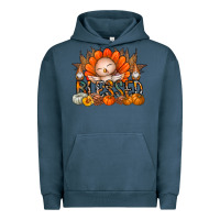 Pigment Midnight Navy Thanksgiving Turkey Pumpkin Blessed Urban Hoodie - CowhideDigitalArt