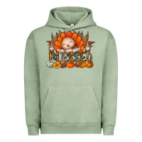 Pigment Oil Green Thanksgiving Turkey Pumpkin Blessed Urban Hoodie - CowhideDigitalArt