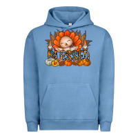 Pigment Pebble Blue Thanksgiving Turkey Pumpkin Blessed Urban Hoodie - CowhideDigitalArt
