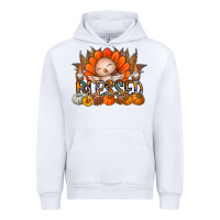 White Thanksgiving Turkey Pumpkin Blessed Urban Hoodie - CowhideDigitalArt