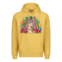Antique Gold Easter rainbow Bunny Easter Day Premium Hoodie - Neo Western