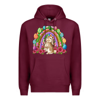Burgundy Easter rainbow Bunny Easter Day Premium Hoodie - Neo Western