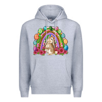 Heather Grey Easter rainbow Bunny Easter Day Premium Hoodie - Neo Western