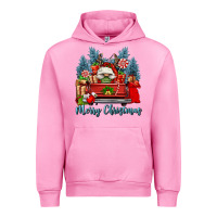 Fuchsia Pink merry christmas gnomes truck Urban Hoodie - FaDigitalArtStudio